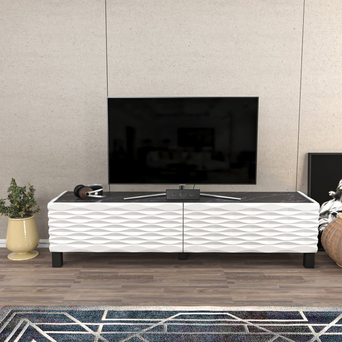 Hanah Home Lerze Soporte para televisor Blanco y Negro Hanah Home Lerze Soporte para televisor Blanco y Negro